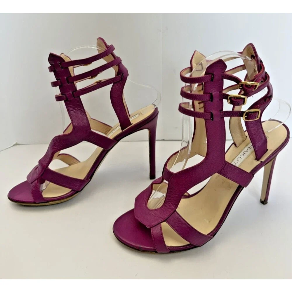 BURAK UYAN Women's Magenda Leather Caged Sandals Heels Sz 37/US 7 MSRP $ 980